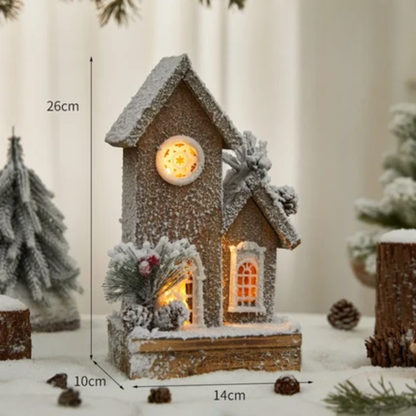 Casa Natalina de Shopping Natal de Madeira com Luzes Decoração de Mesa Festa de Natal