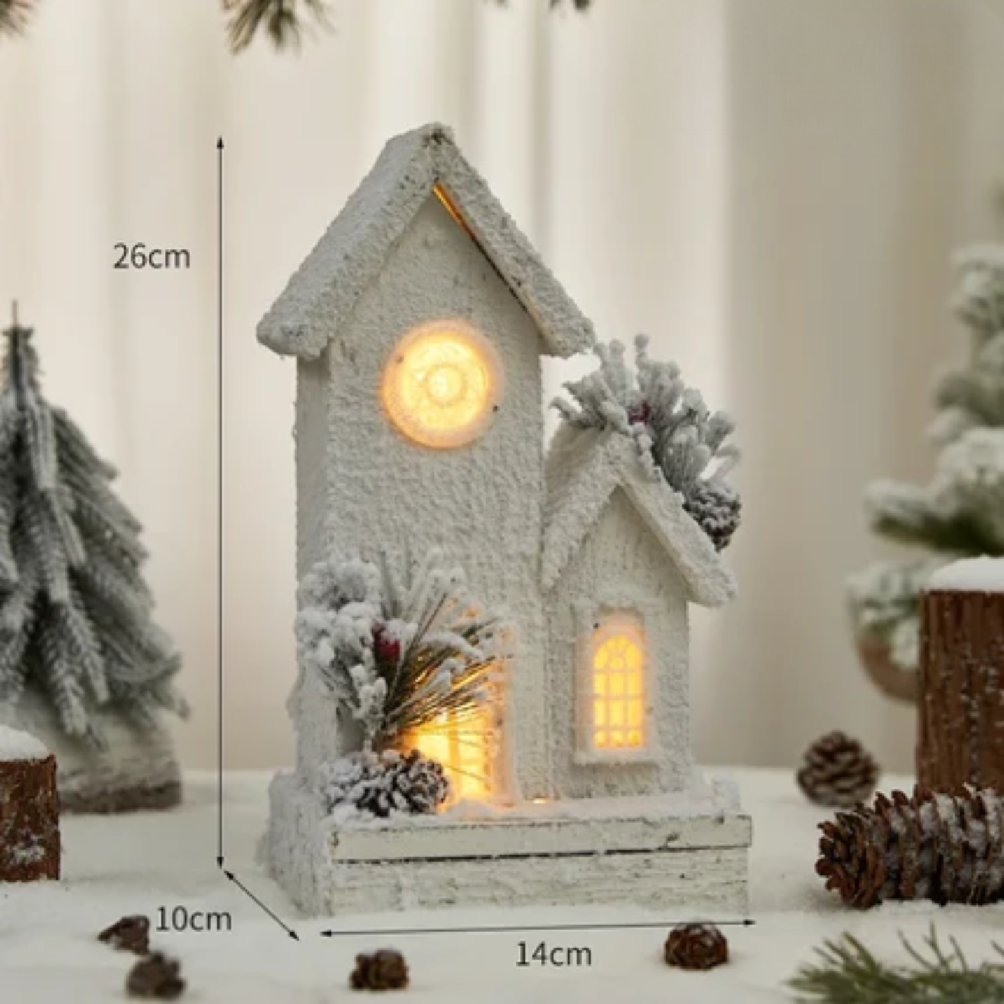 Casa Natalina de Shopping Natal de Madeira com Luzes Decoração de Mesa Festa de Natal