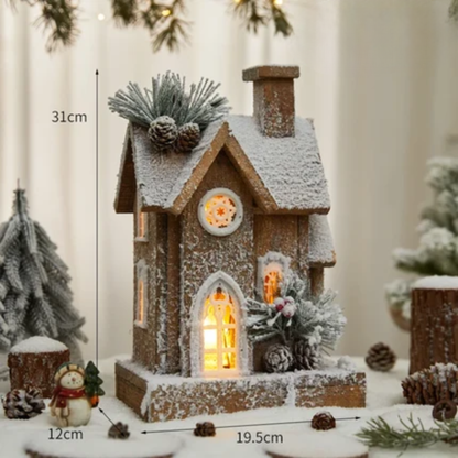 Casa Natalina de Shopping Natal de Madeira com Luzes Decoração de Mesa Festa de Natal