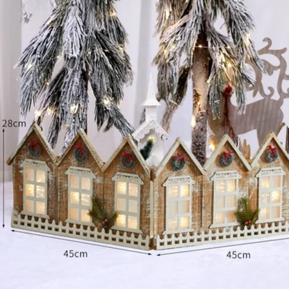 Casinha Rústica em Madeira Iluminada Enfeite de Natal 45cm*45cm*28cm