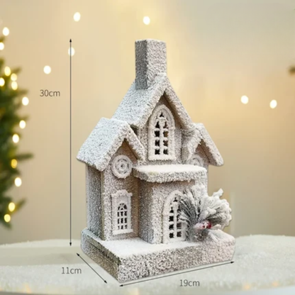 Casinha Rústica em Madeira Iluminada Enfeite de Natal 45cm*45cm*28cm