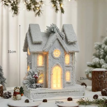Casinha Rústica em Madeira Iluminada Enfeite de Natal 45cm*45cm*28cm