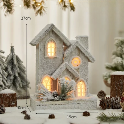 Casinha Rústica em Madeira Iluminada Enfeite de Natal 45cm*45cm*28cm