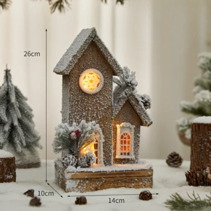 Casinha Rústica em Madeira Iluminada Enfeite de Natal 45cm*45cm*28cm