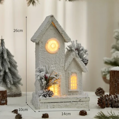Casinha Rústica em Madeira Iluminada Enfeite de Natal 45cm*45cm*28cm