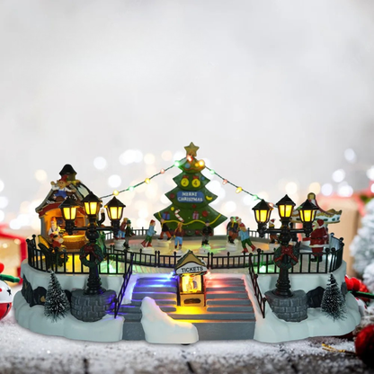 Cenário De Natal - Estação de Patinação no Gelo com Som , Luz e Movimento