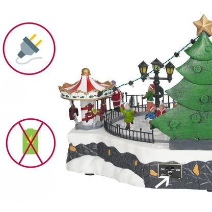 Cenário De Natal - Estação de Patinação no Gelo com Som , Luz e Movimento