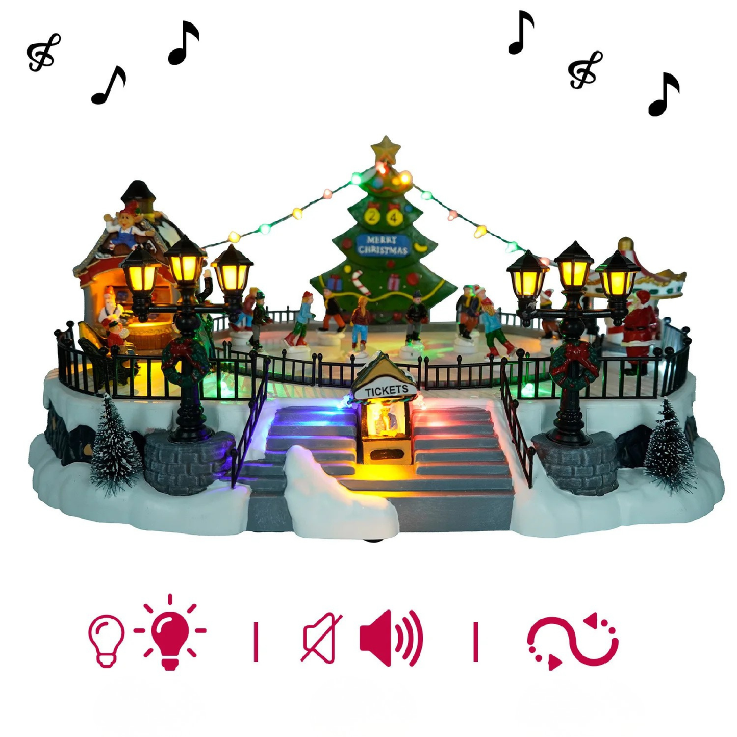 Cenário De Natal - Estação de Patinação no Gelo com Som , Luz e Movimento