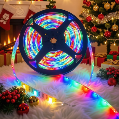 Fita LED Colorida Rolo com 5 Metros com 60 Leds por Metro Fita LED RGB 3528 Autoadesiva