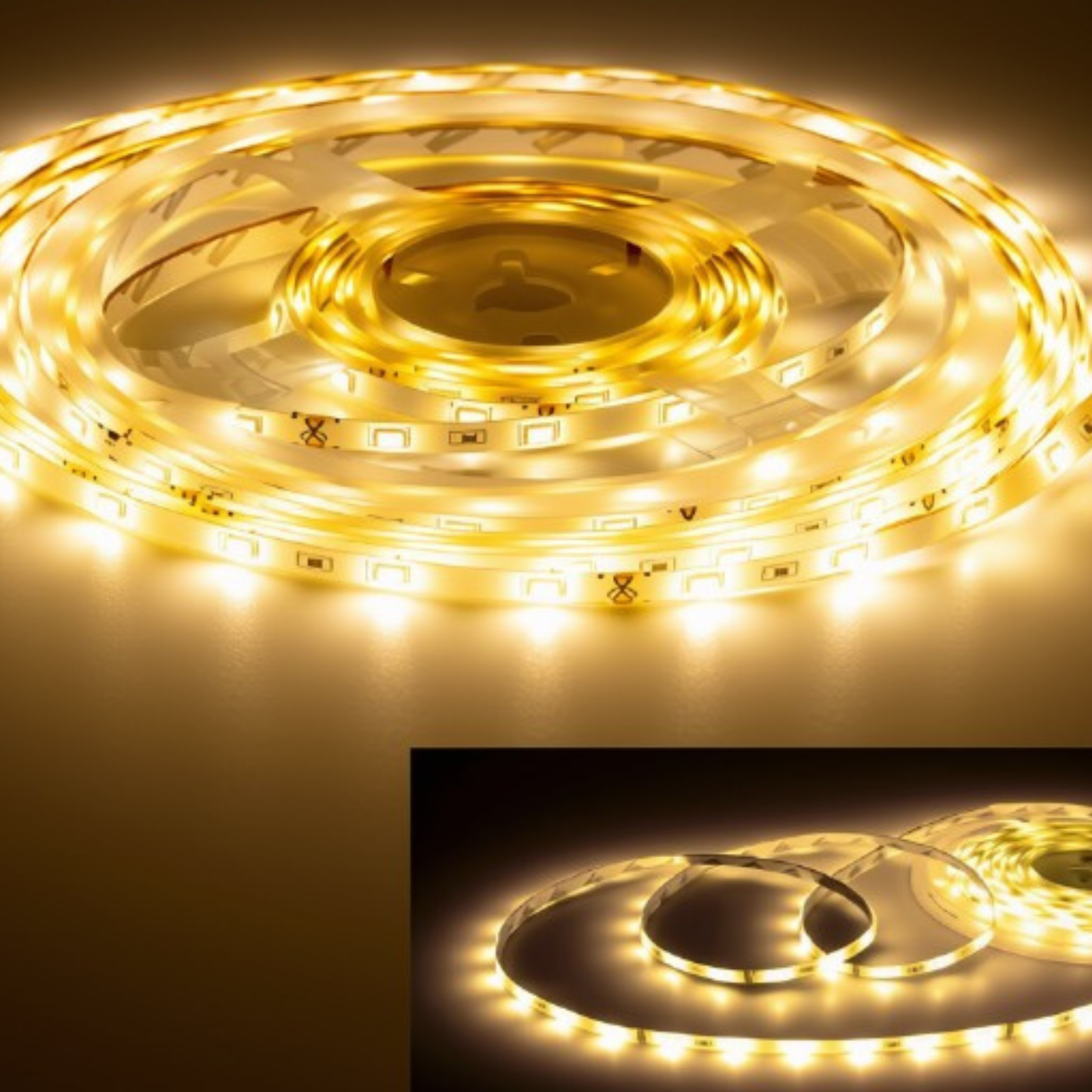 Fita Led 2835 Rolo 5 Metros 300 Leds IP65 Dupla Face + Fonte (Branco Quente)