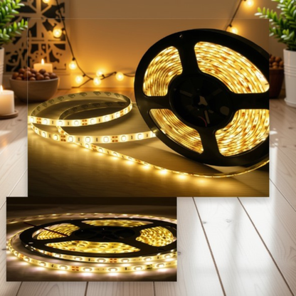 Fita Led 2835 Rolo 5 Metros 300 Leds IP65 Dupla Face + Fonte (Branco Quente)