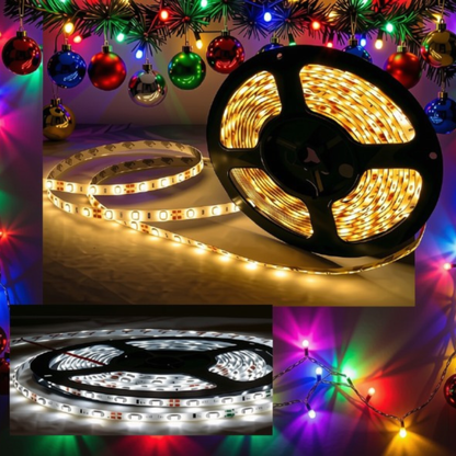 Fita Led 2835 Rolo 5 Metros 300 Leds IP65 Dupla Face + Fonte (Branco Quente)