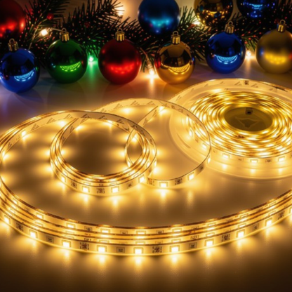 Fita Led 2835 Rolo 5 Metros 300 Leds IP65 Dupla Face + Fonte (Branco Quente)
