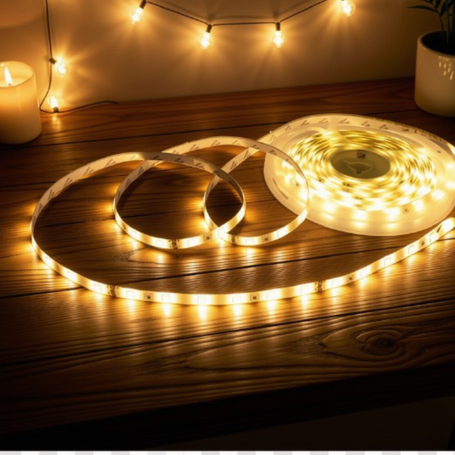 Fita Led 2835 Rolo 5 Metros 300 Leds IP65 Dupla Face + Fonte (Branco Quente)