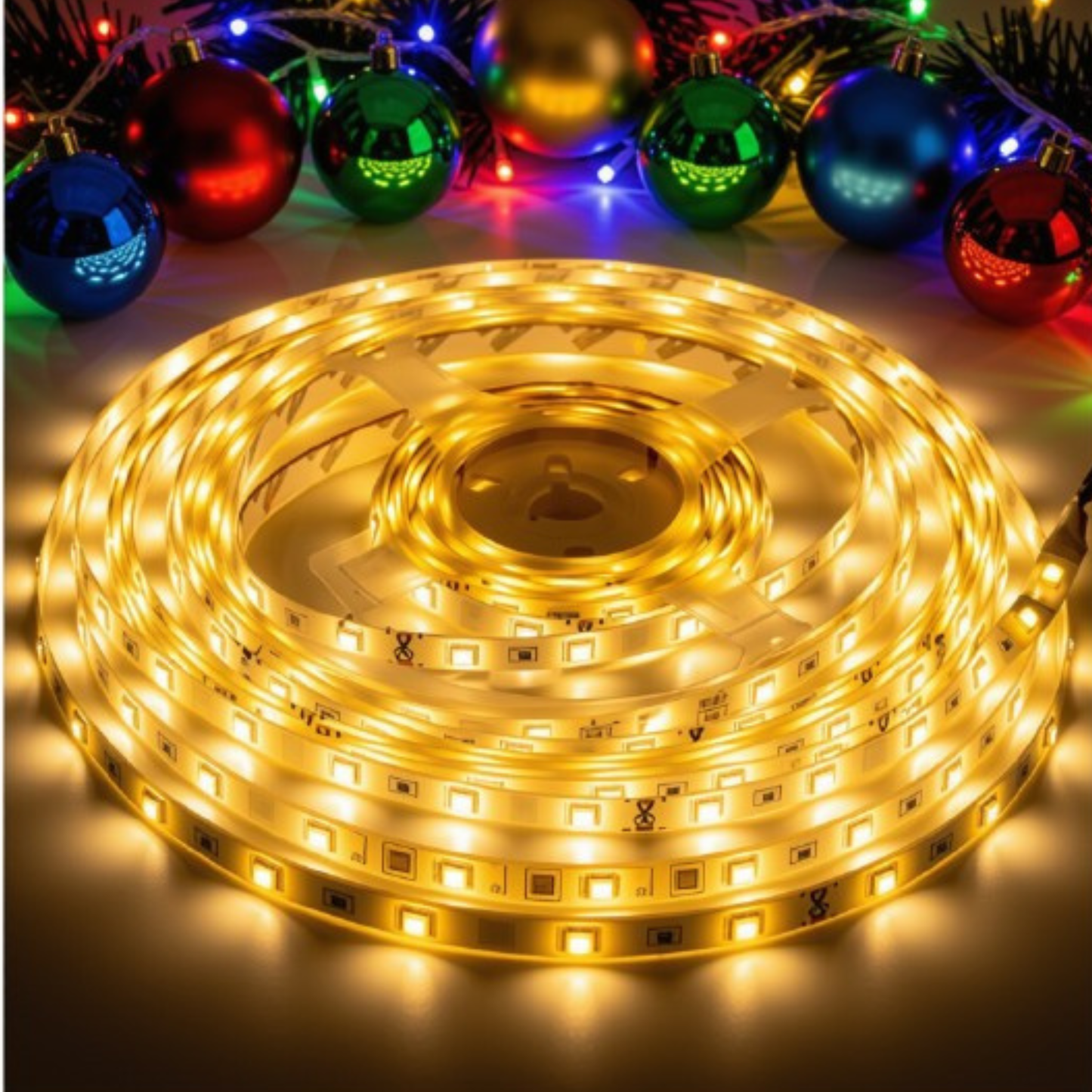 Fita Led 2835 Rolo 5 Metros 300 Leds IP65 Dupla Face + Fonte (Branco Quente)