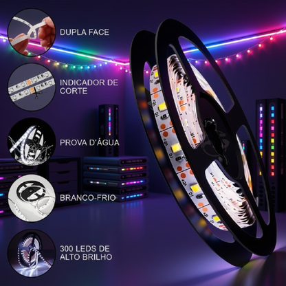 Fita 3528 | Rolo 5m 300 Leds | Dupla Face Para Decoração Natalina Externa(Branco 5M)