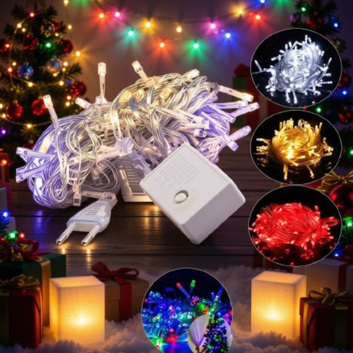Pisca-Pisca Natalina 100 Leds Colorida 9m 8 Funções 110V / 127V | Tecnologia LED