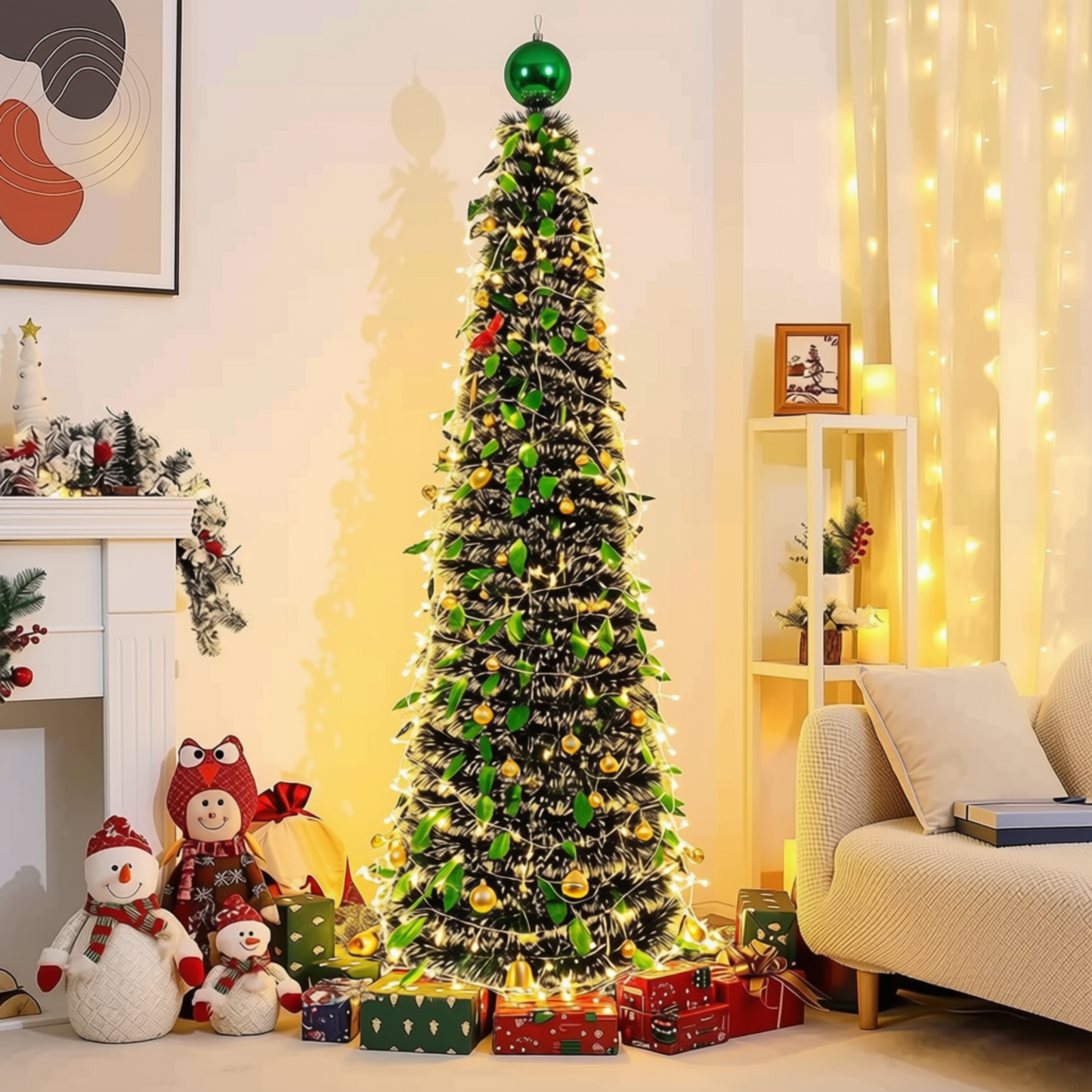 Árvore de Natal Artificial, Decoração de Quintal de 1,5 m – Decoração de Árvore de Festival