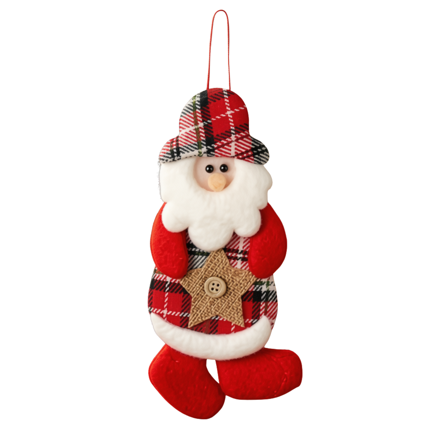 Kit 1 Enfeites Pendente Árvore Natal Papai Noel Boneco De Neve Xadrez 17cm*9cm
