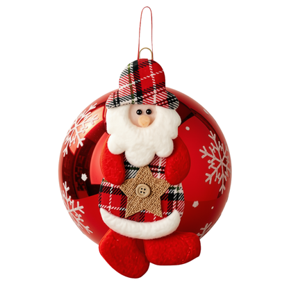 Kit 1 Enfeites Pendente Árvore Natal Papai Noel Boneco De Neve Xadrez 17cm*9cm
