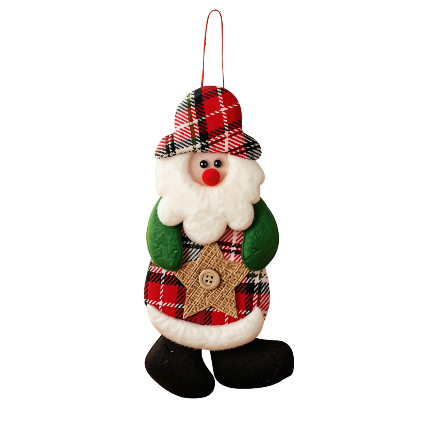 Kit 1 Enfeites Pendente Árvore Natal Papai Noel Boneco De Neve Xadrez 17cm*9cm