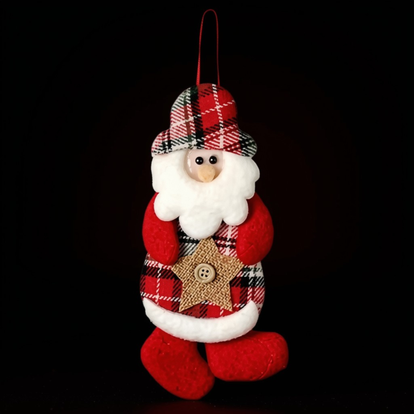 Kit 1 Enfeites Pendente Árvore Natal Papai Noel Boneco De Neve Xadrez 17cm*9cm