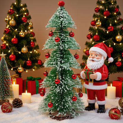 Mini Árvore De Natal Flocos Neve Pinheiro Enfeite Mesa 33cm*12cm Mini Pinheiro de Natal