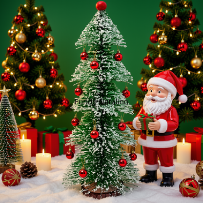 Mini Árvore De Natal Flocos Neve Pinheiro Enfeite Mesa 33cm*12cm Mini Pinheiro de Natal