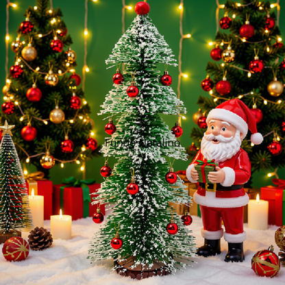 Mini Árvore De Natal Flocos Neve Pinheiro Enfeite Mesa 33cm*12cm Mini Pinheiro de Natal