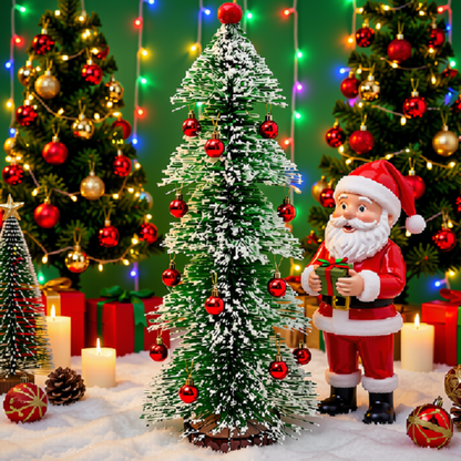 Mini Árvore De Natal Flocos Neve Pinheiro Enfeite Mesa 33cm*12cm Mini Pinheiro de Natal