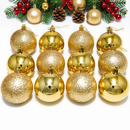 Kit 12 Bolas Douradas Enfeite Natalino Árvore Natal 50mm Bola Dourada para Árvore