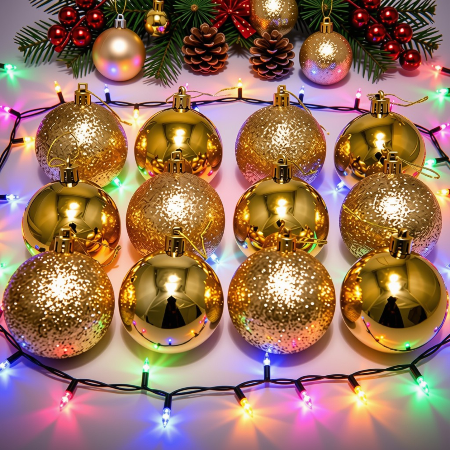 Kit 12 Bolas Douradas Enfeite Natalino Árvore Natal 50mm Bola Dourada para Árvore