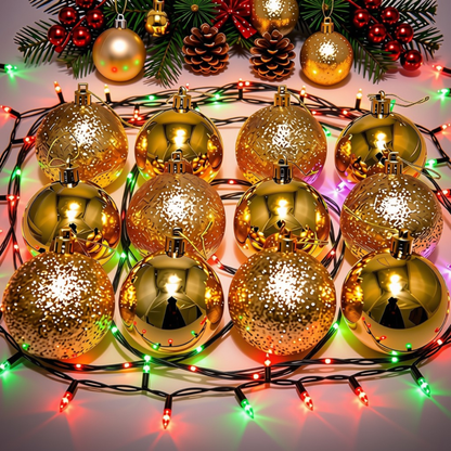 Kit 12 Bolas Douradas Enfeite Natalino Árvore Natal 50mm Bola Dourada para Árvore