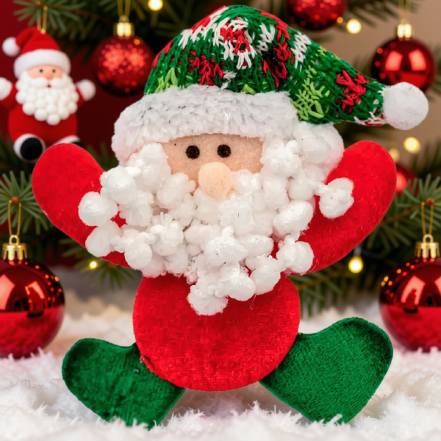Enfeite Árvore Natal Pendente Papai Noel Xadrez 1 Peça 16cm Ornamento Papai Noel Natalino