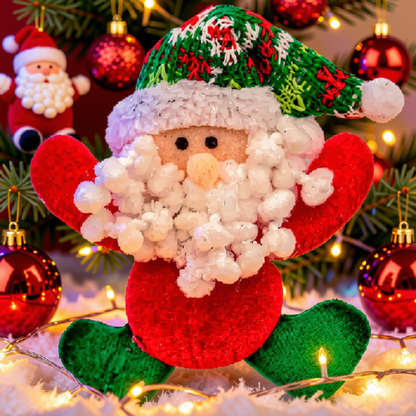 Enfeite Árvore Natal Pendente Papai Noel Xadrez 1 Peça 16cm Ornamento Papai Noel Natalino