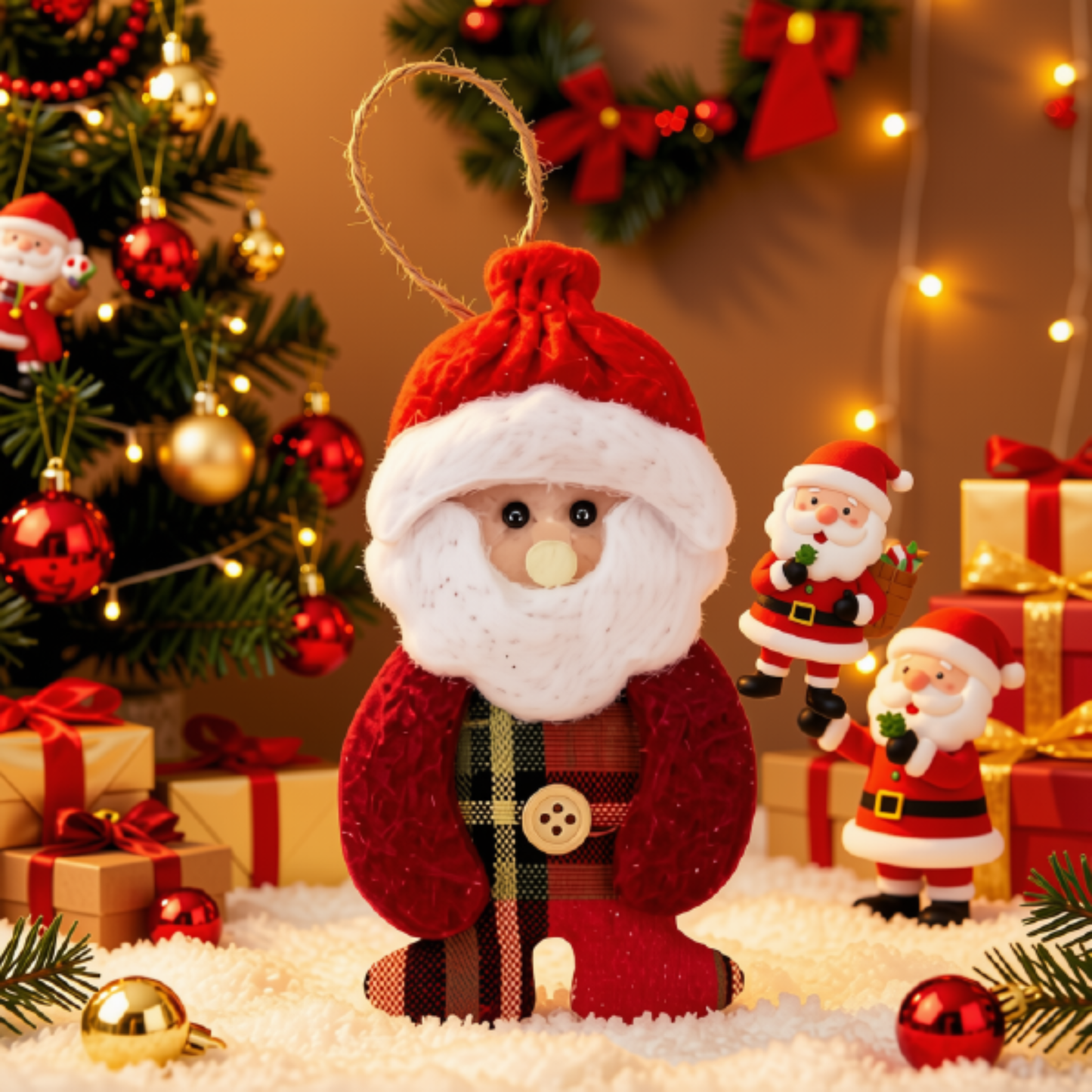 Kit 1 Peças Enfeite Árvore Natal Pendente Papai Noel Boneco de Neve 14cm Ornamento