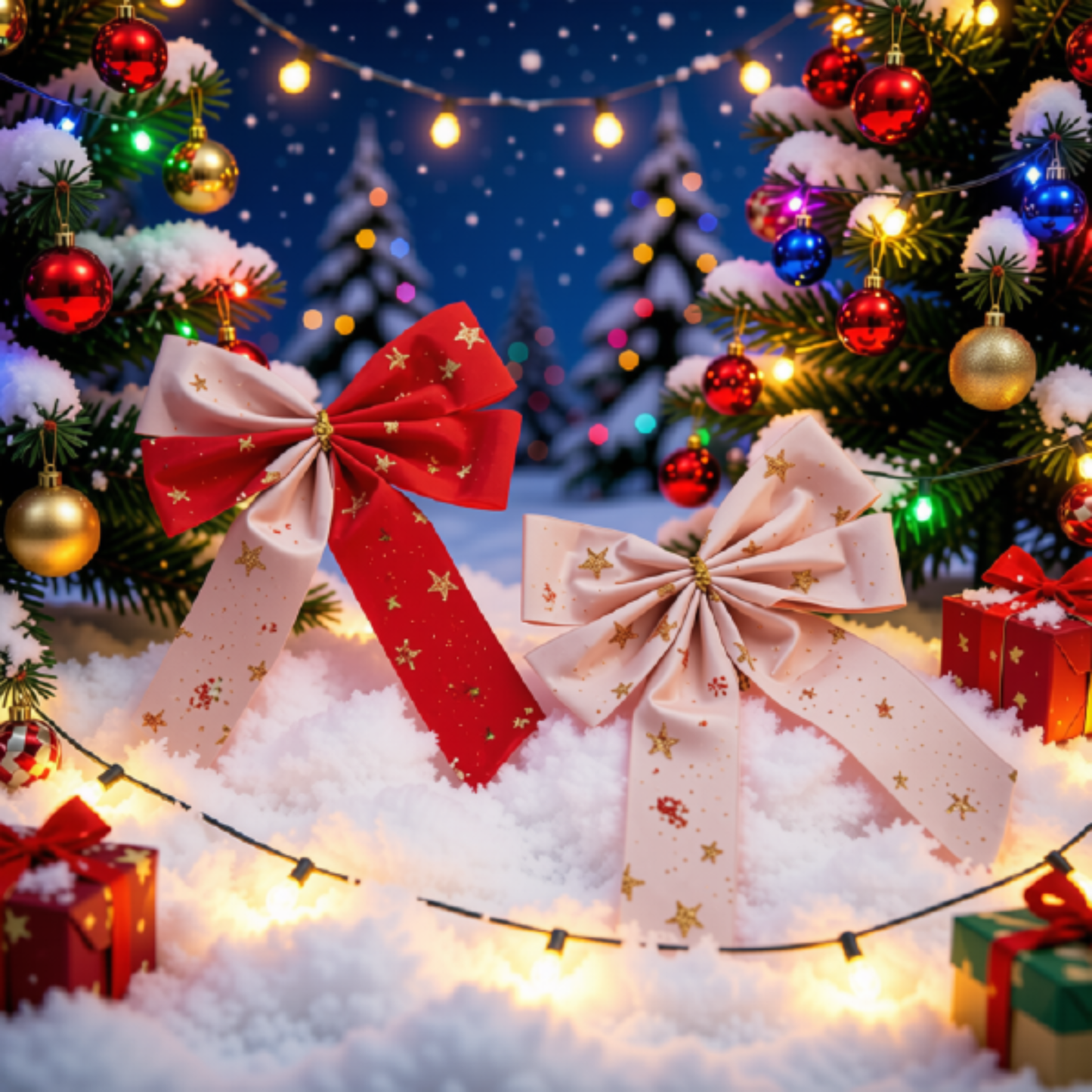 Kit 6 Lacinhos Enfeite Árvore Natal Laços Vermelhos 13cm Laços Vermelhos Árvore de Natal