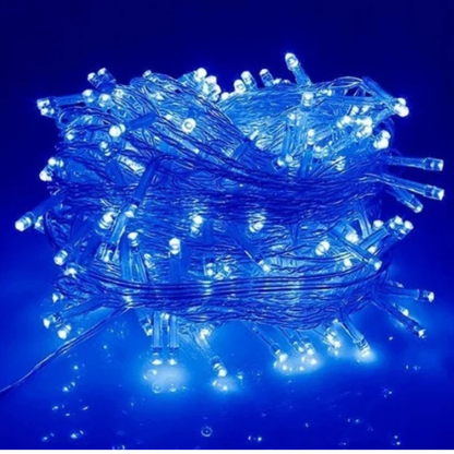 Pisca Cordão Varal Natal (Azul) e Pisca Cordão de Luz Fio Luzes Led Azul 10 Metros 220v