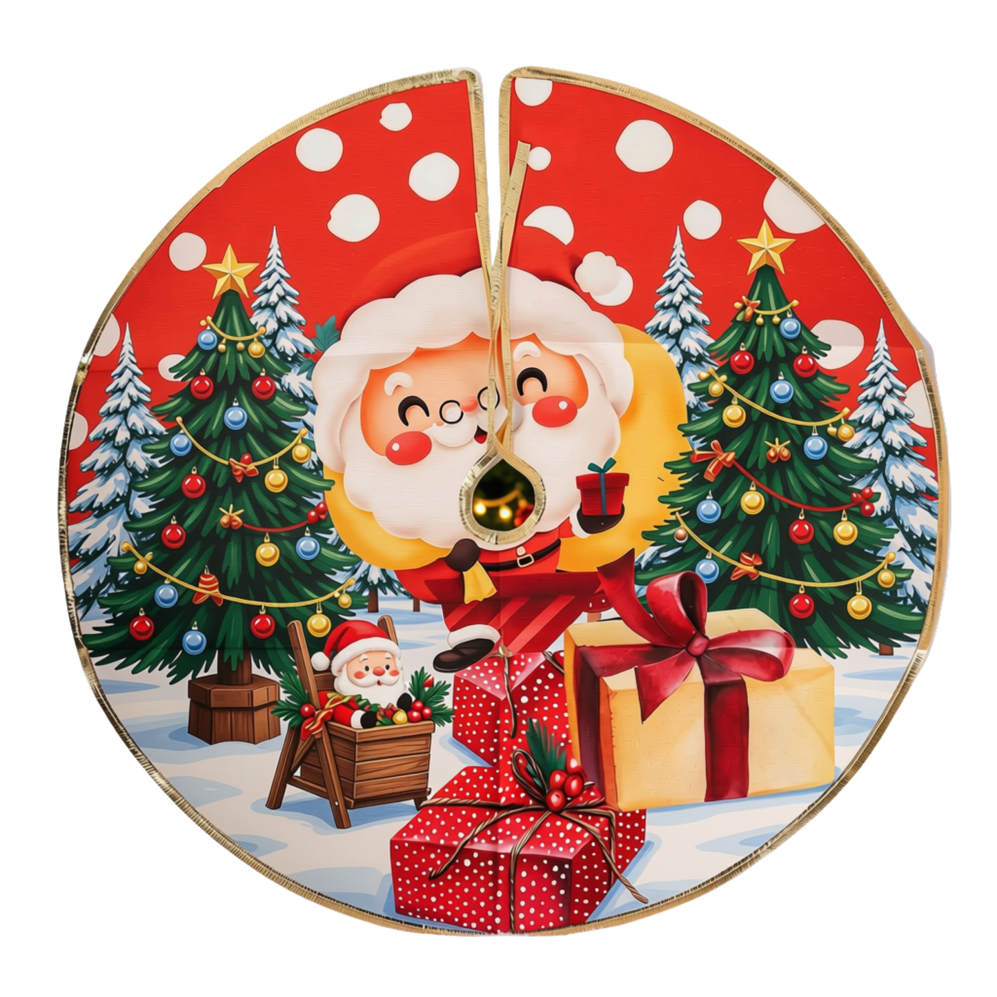 Saia Árvore de Natal Temática Papai Noel 60cm e Saia Para Árvore de Natal Temática Papai