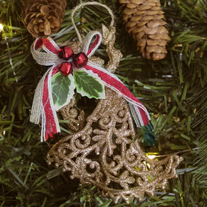 Enfeite Anjo Dourado Enfeite Pendente Árvore Natal Anjo Dourado 12,5cm*10cm