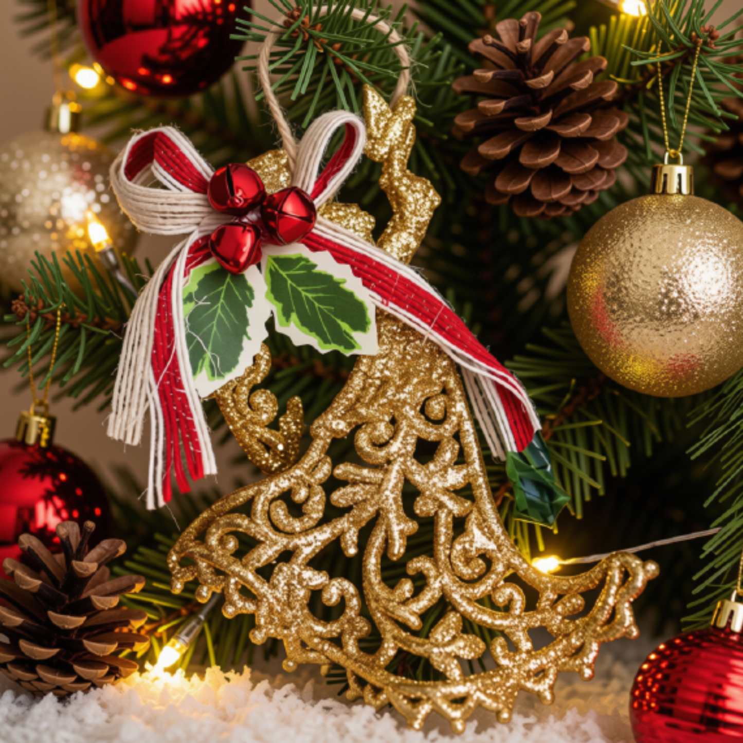 Enfeite Anjo Dourado Enfeite Pendente Árvore Natal Anjo Dourado 12,5cm*10cm