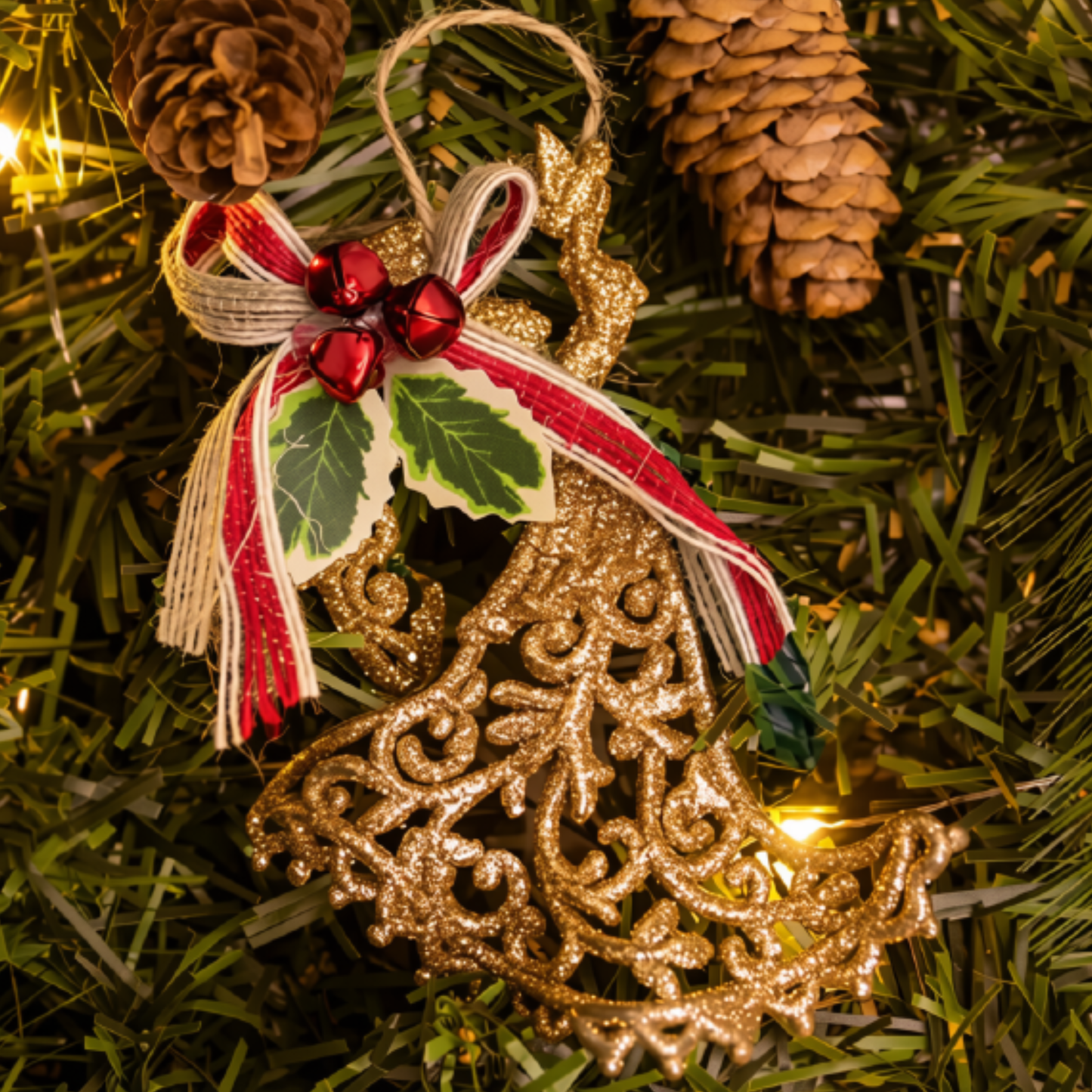 Enfeite Anjo Dourado Enfeite Pendente Árvore Natal Anjo Dourado 12,5cm*10cm