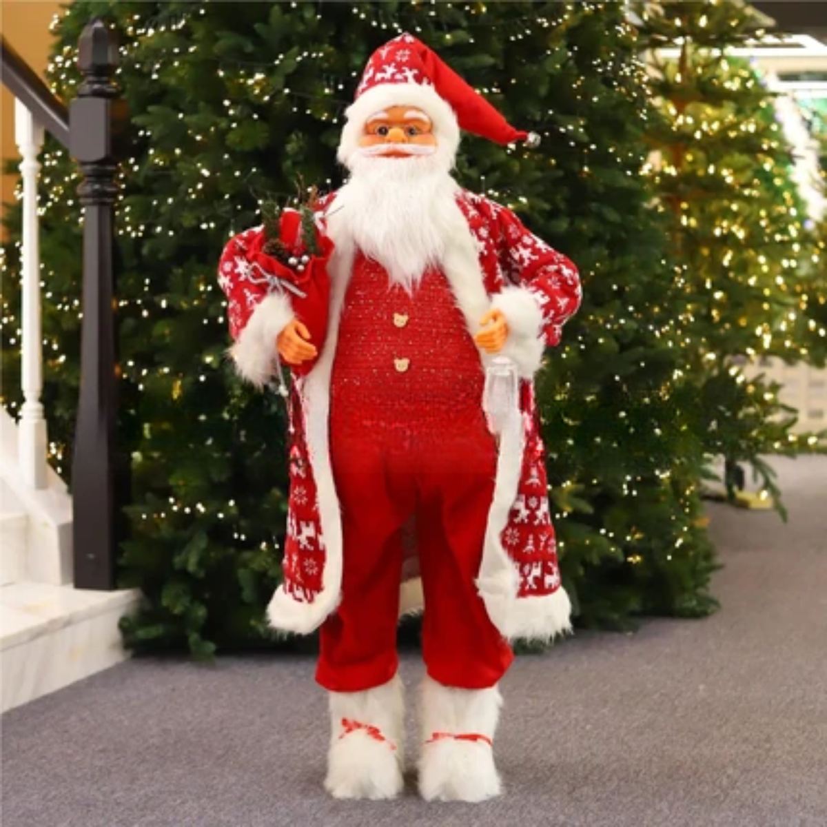 Boneco Papai Noel de Shopping Decoração 1.8 metros e Papai Noel Musical com Saxofone