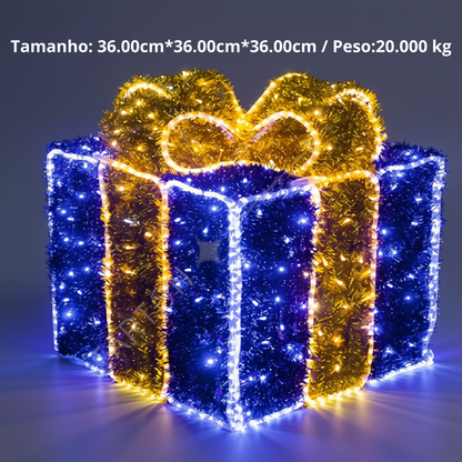 Caixa de Presente Decorativa RGB para Natal, Caixa de Presente Iluminada LED