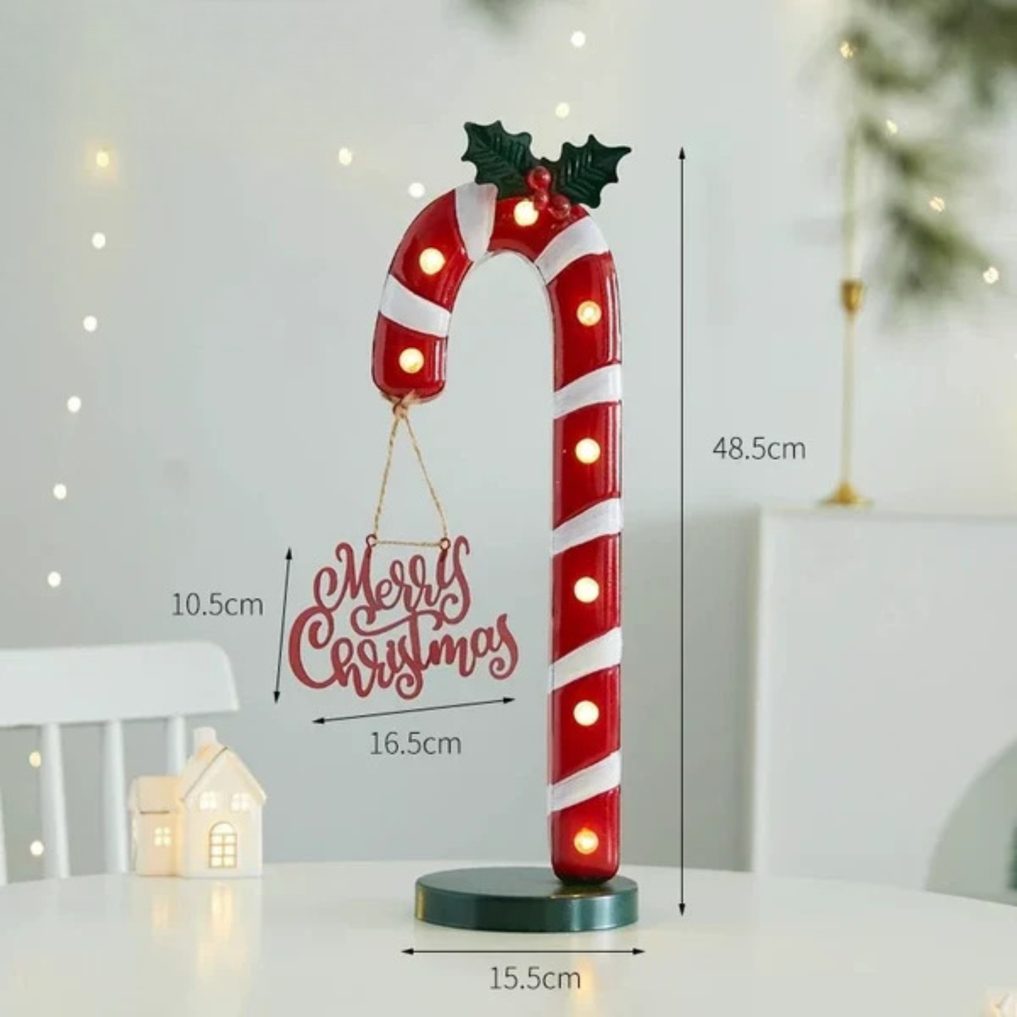 Bengala Iluminada Shopping Enfeite de Bengala Doce Iluminado, Decoração Bengala Doce
