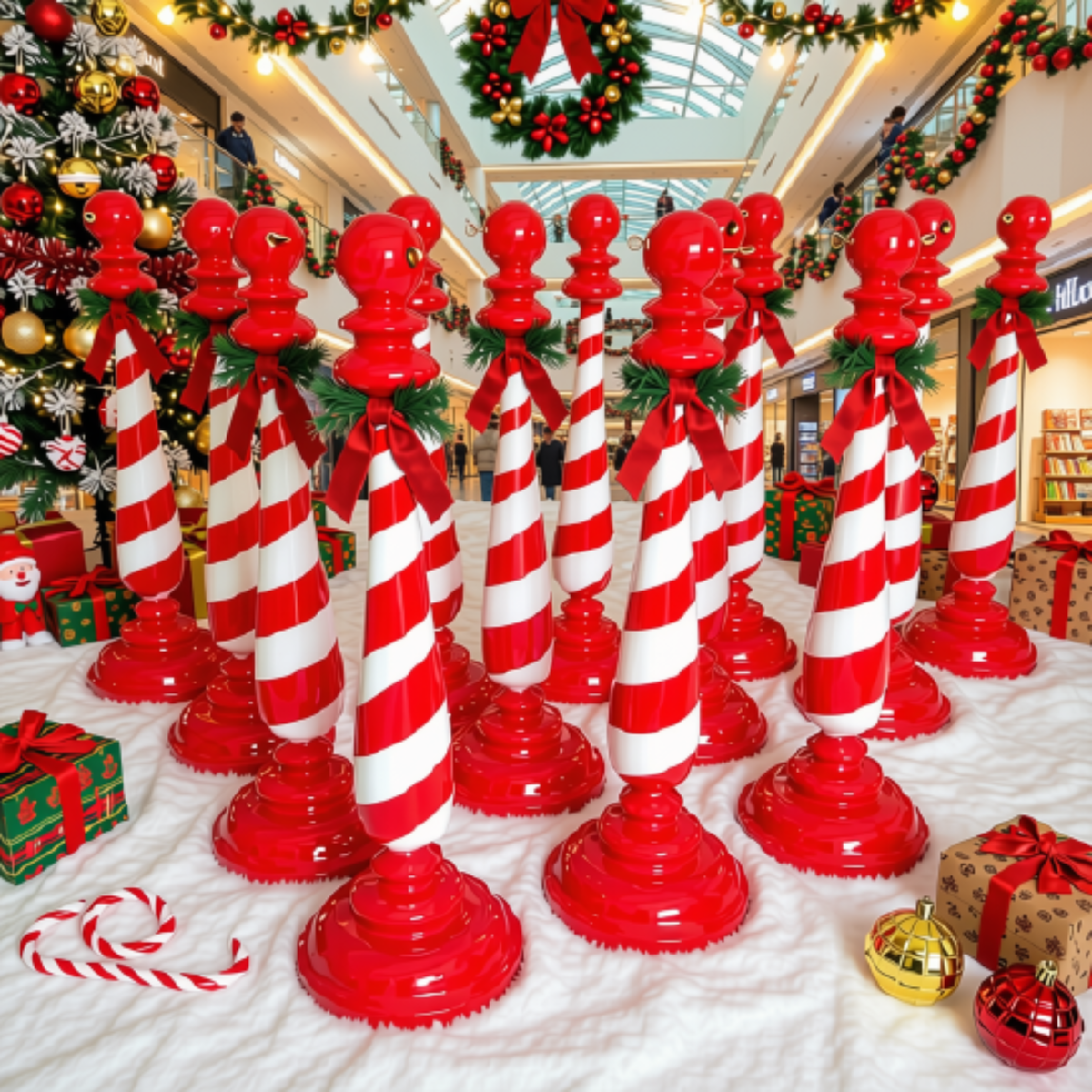 Guarda-Corpo Natalino Decoração de Natal para Shopping Escultura de Fibra de Vidro Natal