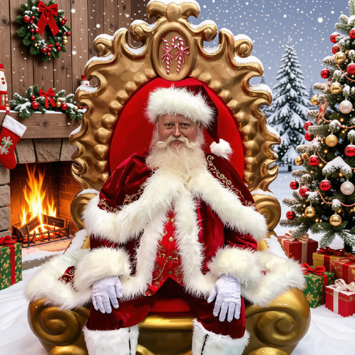 Trono Natalino para Shopping Cadeira Trono de Natal Poltrona Natalina Papai Noel Camurça
