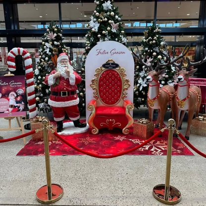 Cadeira de Trono de Natal para Shopping e Poltrona Trono Cadeira Papai Noel Natal Camurça