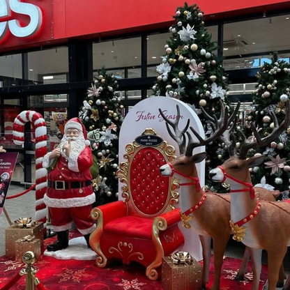 Cadeira de Trono de Natal para Shopping e Poltrona Trono Cadeira Papai Noel Natal Camurça