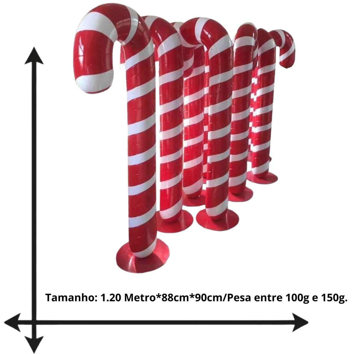 Bengala de Natal Gigante de Fibra de Vidro Pirulito Gigante para Shopping Cenário Natalino